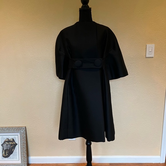 Vtg Joseph Magnin black silk taffeta hot pink opera couture coat - Picture 12 of 16